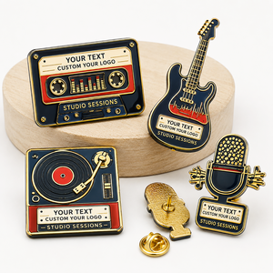 Set de pines metálicos personalizados para sesiones de estudio de música, chapados en oro, esmaltados, de forma irregular, coleccionables de arte. - Product Image 2