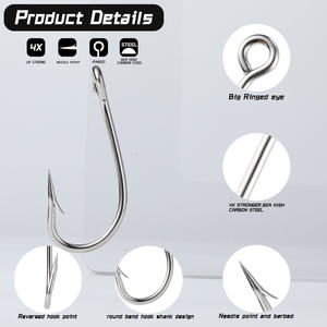 Anzuelos Circulares <span class=keywords><strong>de</strong></span> Alto Carbono para Pesca <span class=keywords><strong>de</strong></span> Altura en Mar, Vástago Extra Largo para Pesca <span class=keywords><strong>de</strong></span> Atún <span class=keywords><strong>de</strong></span> Gran Tamaño al Curricán, Color Blanco - Product Image 3