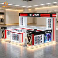 Comptoir d'accueil pour atelier de réparation de téléphones, kiosque vitrine avec éclairage LED pour centre commercial, vente de produits mobiles