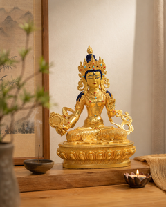 รูปปั้นเทพีสิตตัปตรา ร่มขาว งานหล่อทองเหลืองทำมือจากโรงงานโดยตรง พร้อมบริการสลักโลโก้ตามสั่ง งานประติมากรรมพุทธศาสนา - Product Image 3