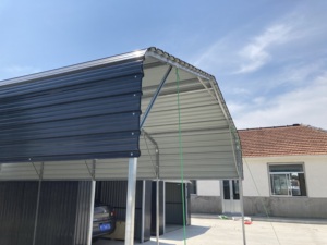 Abri d'auto extérieur moderne Cadre en acier galvanisé Toit en bois traité sous pression Mur latéral en tôle <span class=keywords><strong>pour</strong></span> <span class=keywords><strong>voiture</strong></span> Parking <span class=keywords><strong>Jardin</strong></span> <span class=keywords><strong>Garage</strong></span> - Product Image 3
