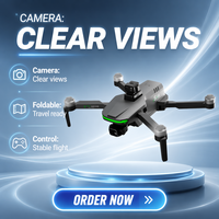 (Nouveau) S155 Drone GPS pliable pour débutants avec lumières LED, double caméra FPV, télécommande, en plastique ABS, transmission 5KM