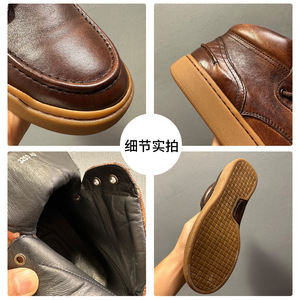 Botas Martin para Hombre, de Cuero Genuino, Punta Redonda, Tacón Medio, Suela Suave, Estilo Retro, Hechas a Mano, Color Marrón Oscuro, para Otoño e Invierno - Product Image 4