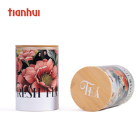 Tianhui Biodegradable silinder makanan kertas kaleng kertas bulat tabung dengan tutup bambu tabung kotak kemasan untuk longgar teh paket