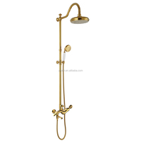 X8675R1BS modèle de luxe or et chrome couleur plaqué laiton matériel salle de bain artistique robinet tête pluie ensemble de douche