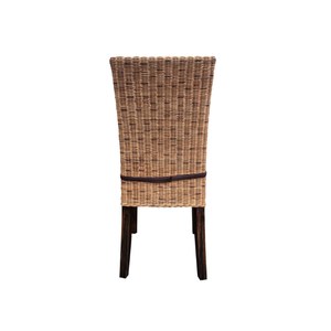 The wicker <b>dining</b> <b>chair</b> features plush cushions, offering charming comfort and rustic elegance, perfect for home and beyond. - Product Image 4