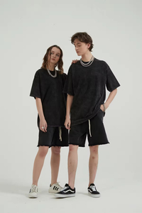 เสื้อยืดผู้ชายแบบย้อมสีเอซิด ขายส่ง เสื้อยืดผ้าฝ้ายหนานุ่ม พิมพ์ลายกราฟิก โลโก้สั่งทำได้ ทรงโอเวอร์ไซส์ สไตล์วินเทจ - Product Image 2