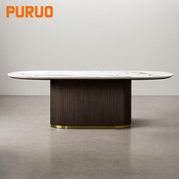 Ensemble de table à manger élégant de style royal avec 4, 6 ou 8 chaises, tables d'appoint pour salle à manger, meubles avec plateau en marbre véritable