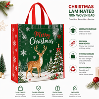 Nouveau Sac Fourre-Tout Géant en PP Imperméable et Réutilisable, Motif Noël 2026, Personnalisé, pour Cadeaux de Fêtes, Sacs de Courses Non Tissés Stratifiés