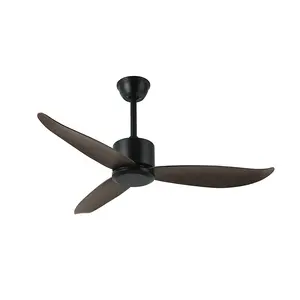 Wholesale Hot Sale Office Black Matte Electric Low Noise Ceiling Fan With Light And Remote Wood Blades