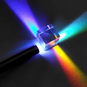 Penjualan Langsung Pabrik Prisma Kaca Optik Kualitas Tinggi Enam Sisi Transparan Warna Pelangi X-cube Prisma