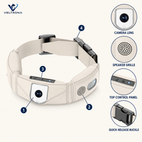 Collier intelligent pour animaux de compagnie avec caméra intégrée, collier pour chien avec haut-parleur et micro, collier rembourré réglable de couleur kaki