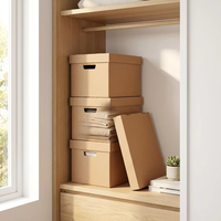 Boîte d'archives pliable en carton ondulé simple paroi pour la maison, avec couvercle, robuste, pour le rangement et l'emballage en gros