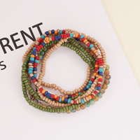 Bracelets en perles de verre multicouches de style bohème, faits à la main, avec des perles de riz colorées, des glands en cristal, bijoux pour femmes, cadeau