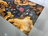 Glow Epoxy Resin Suar Wood Sea Bay Beach Slab Table Table Table de salle à manger Table de cuisine