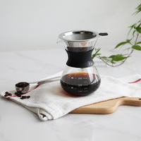 HIGHWIN Hand Brew Glass Coffee Dripper Server 200ml 400ml Pot Kopi Kaca dengan Saringan Stainless Steel yang Dapat Digunakan Kembali untuk Rumah dan Kantor
