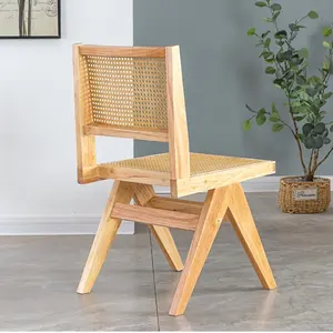 Canne nordique chaise de salle à manger rustique main chaise cadre en bois massif en gros rotin chaise frêne caoutchouc en bois moderne européen