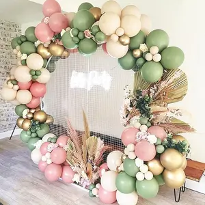 120 buah set lengkungan balon pesta ulang tahun Pancuran bayi upacara pernikahan hutan balon zaitun sage