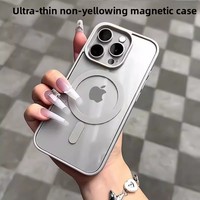Étui magnétique pour iPhone 18 17 16 15 14 13 12 Pro Max compatible, antichoc, avec airbag, en acrylique transparent cristallin