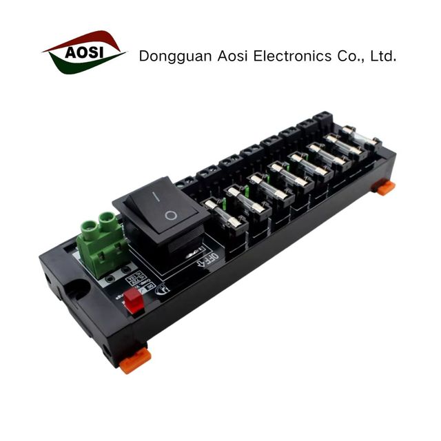 AOSI 4/6/8/12/16 Channel DC Fuse Distribution Connector Module Monitoring DIN Rail Power Supply Splitter