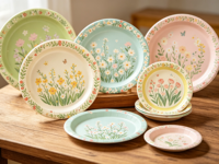 Assiettes en papier rondes jetables non enduites blanches, plateaux en papier personnalisés de 9 pouces pour les fêtes