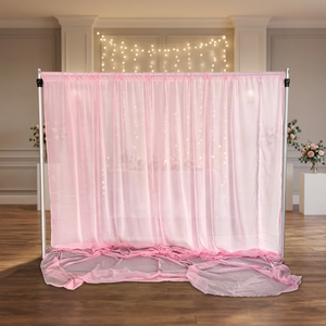 Romantic Pink Sheer Fabric <b>Backdrop</b> Pipe and Drape Adjustable Telescopic Pipe <b>Stand</b> for Decoration - Product Image 4