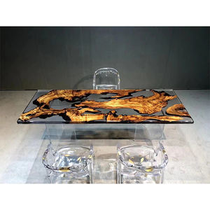 Ahşap döşeme tablosu ile epoksi reçine üst yemek odası mobilyası lüks modern reçine masa - Product Image 2