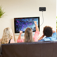 Antenne TV numérique à gain élevé Qiyuntong en fibre de carbone avec amplificateur quadruple noir 20 pour Smart TV - HDTV amplifiée à montage mural intérieur 5V