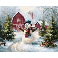 CHENISTORY Peinture par numéros de Noël, kits de dessin Bonhomme de neige par numéros, tableau mural moderne DIY