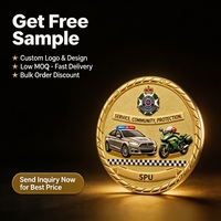 Pièce commémorative religieuse 3D en émail dur, plaquée or, personnalisée OEM, pour voiture de patrouille SPU, moto, service, protection communautaire, en métal