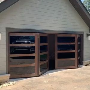 Usa Standard 8x7 Porte de <span class=keywords><strong>garage</strong></span> électrique automatique Panneau isolé en bois Grain couleur Pliage Portes de <span class=keywords><strong>garage</strong></span> en bois pour maisons modernes - Product Image 6