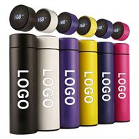 Bouteille d'eau intelligente en acier inoxydable à double paroi de 500 ml avec affichage numérique de la température, isolation thermique longue durée