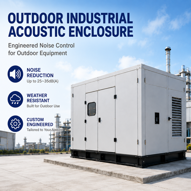 Custom Outdoor Industrial Acoustic Enclosure for Generator Compressor and Machinery Noise Control