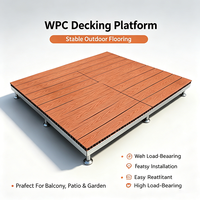Plancher de terrasse en composite bois-plastique (WPC) anti-UV à hauteur réglable, plateforme de scène, clôture en plastique imitation bois pour patio, jardin, camping