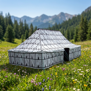 Tentes tribales à motifs traditionnels, tente en laine écologique, design noir et blanc, flexibilité, taille personnalisée pour le camping en plein air - Product Image 1