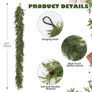 Guirlande épaisse en cèdre vert réaliste, verdure artificielle pour intérieur et extérieur, décoration de Noël pour fenêtre et fêtes - Product Image 3