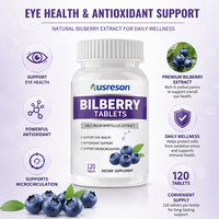 Comprimés d'extrait de myrtille et de lutéine en gros sous marque privée, supplément pour les yeux, vision, végétalien, 1500mg, OEM, comprimés naturels de myrtille