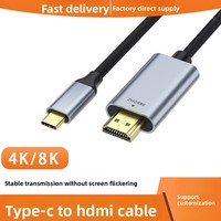 Câble adaptateur tressé noir USB Type-C pour écran 4K 8K, miroir haute définition, conducteur en cuivre étamé, mâle-mâle BJC