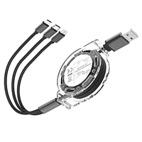Câble de chargeur USB rétractable universel 3 en 1, personnalisable avec votre Logo, Multiple, 3 en 1, 18 pièces