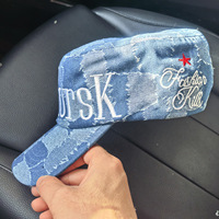 Casquette de baseball en denim à dessus plat, logo brodé personnalisé, sangle arrière réglable, unisexe, adultes, décontractée, polyvalente, streetwear, chapeau d'extérieur