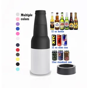 12oz Multicolor standard can cooler powder coated Beer Soda Beverages Bottle Cooler Double Walled Stainless Steel Insulator