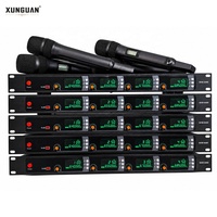 Microphone sans fil UHF professionnel XUNGUAN SKM9400, 4 canaux, métal, portable, pour spectacle sur scène/chant/karaoké
