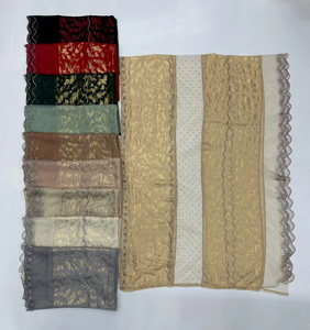 SWAN Hijab Elegante Personalizzato per Signora con Ricami in Pizzo e Accenti Dorati, Pietre Scintillanti, Sciarpa in Chiffon Islamica Musulmana per Dubai - Product Image 6