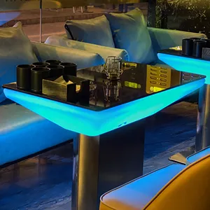 Restaurant Dining Tables Night Club Glowing Desks Bar Tables Modern Hotel Teapoy With Led Glowing Casino Desk