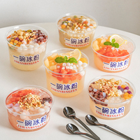 PET 12oz 16oz18oz Poudre Glacée Dessert Snack Contenants Sucre Gelée Glace En Plastique Bol À Emporter Tasse Avec Couvercle pour Boisson et Boisson