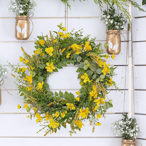 Four seasons simulation garland circle small yellow <b>flower</b> simulation garland living room decoration <b>wall</b> hanging home a - Product Image 2