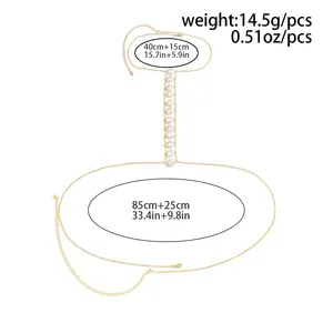 <span class=keywords><strong>Collier</strong></span> chaîne <span class=keywords><strong>de</strong></span> corps Showfay Fashion Bohemia Baroque en perles et croix pour femme, idéal pour bikinis, plage estivale, style Y2K - Product Image 5