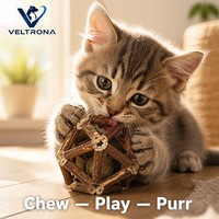 Jouet pour chat en forme de cloche en bois tressé, cage géodésique, avec cœur à base de plantes de catnip naturel et clochette interne, 3 tailles 4,5-7,5 cm