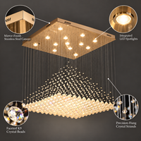 Lustre en cristal doré personnalisé pour hôtels, restaurants, maisons - Lampe suspendue moderne en cuivre et verre pour décorations de mariage