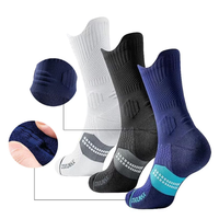 Chaussettes de sport pour hommes, chaussettes de compression Coolmax personnalisées, épaisses, à fond en tissu éponge, pour activités de plein air, course à pied sur sentier